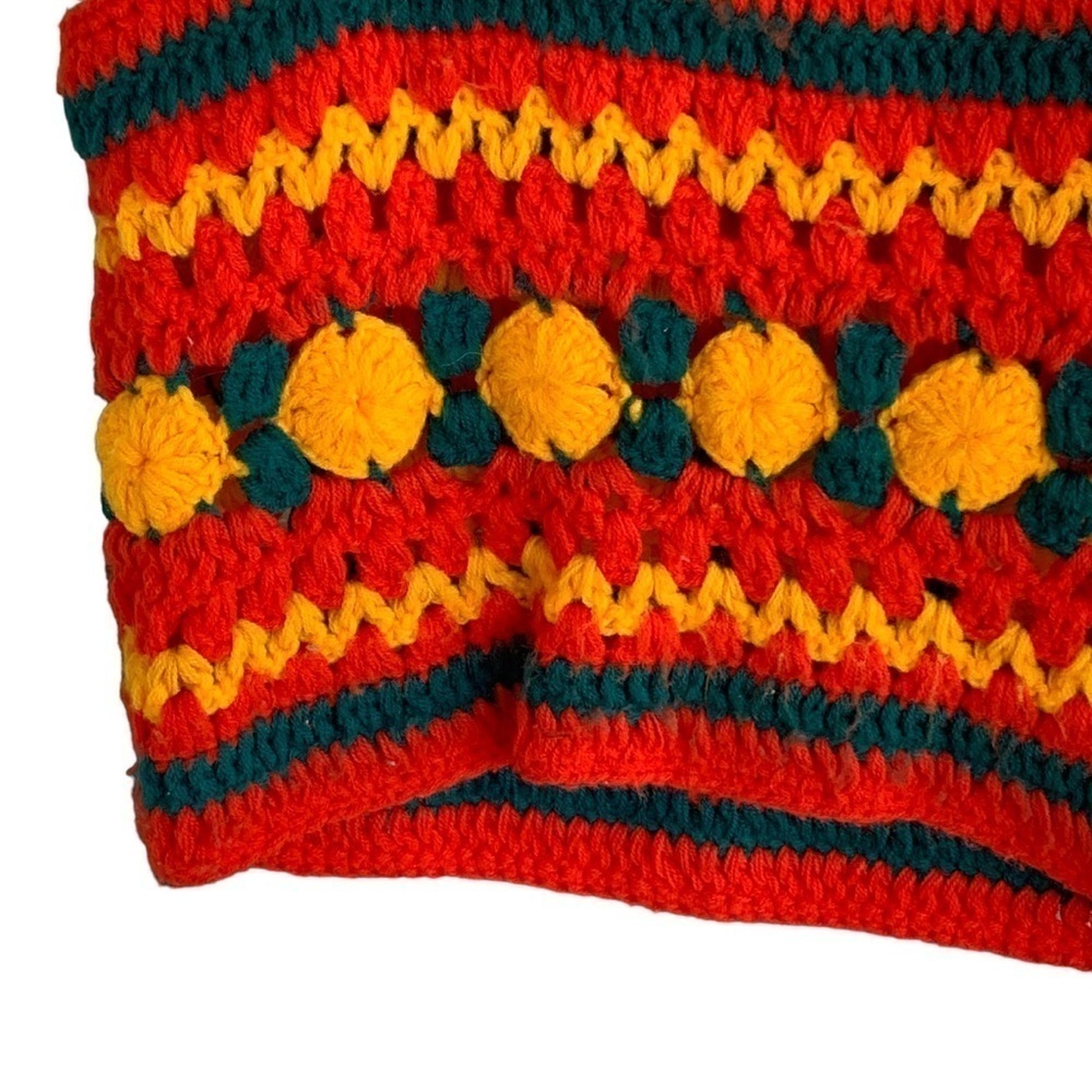 Vintage 70s Crochet Sweater Charlies Girls Inc Erika Elias Festival Boho Cropped - Picture 4 of 4